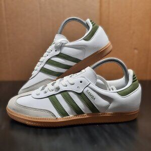 Adidas SAMBA OG White/Olive Green Tan Gum Sole Sneaker JS1352 Women's Size 7.5